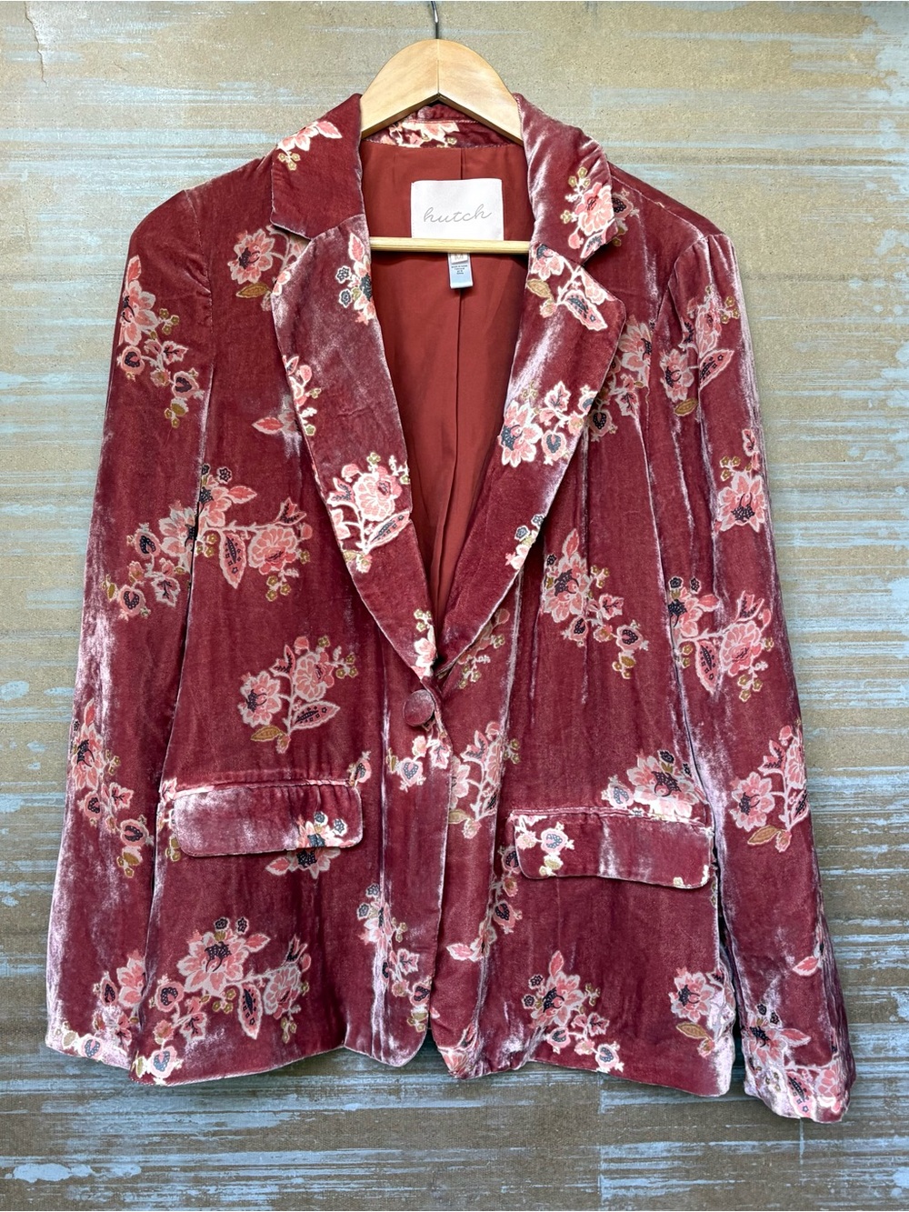Anthropologie Hutch Velvet Burnout Blazer Fall Preppy Boho Western Womens M - Picture 2 of 4
